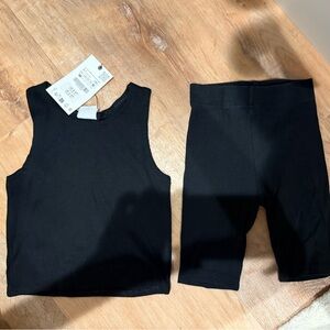 Black Sleeveless Top and Shorts Set Kids Zara Size 5-6